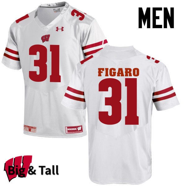 Wisconsin Badgers Men's #31 Lubern Figaro NCAA Under Armour Authentic White Big & Tall College Stitched Football Jersey JW40W48UP